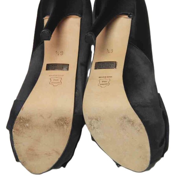 Badgley Mischka Spain Black Satin Stiletto Heels Shoes Women's Size 6.5B - Picture 6 of 6